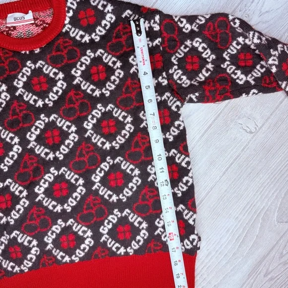 GCDS Cherry Jumper Sweater Wool-Blend Italy curse word “ f*uck GCDS “ rare shirt